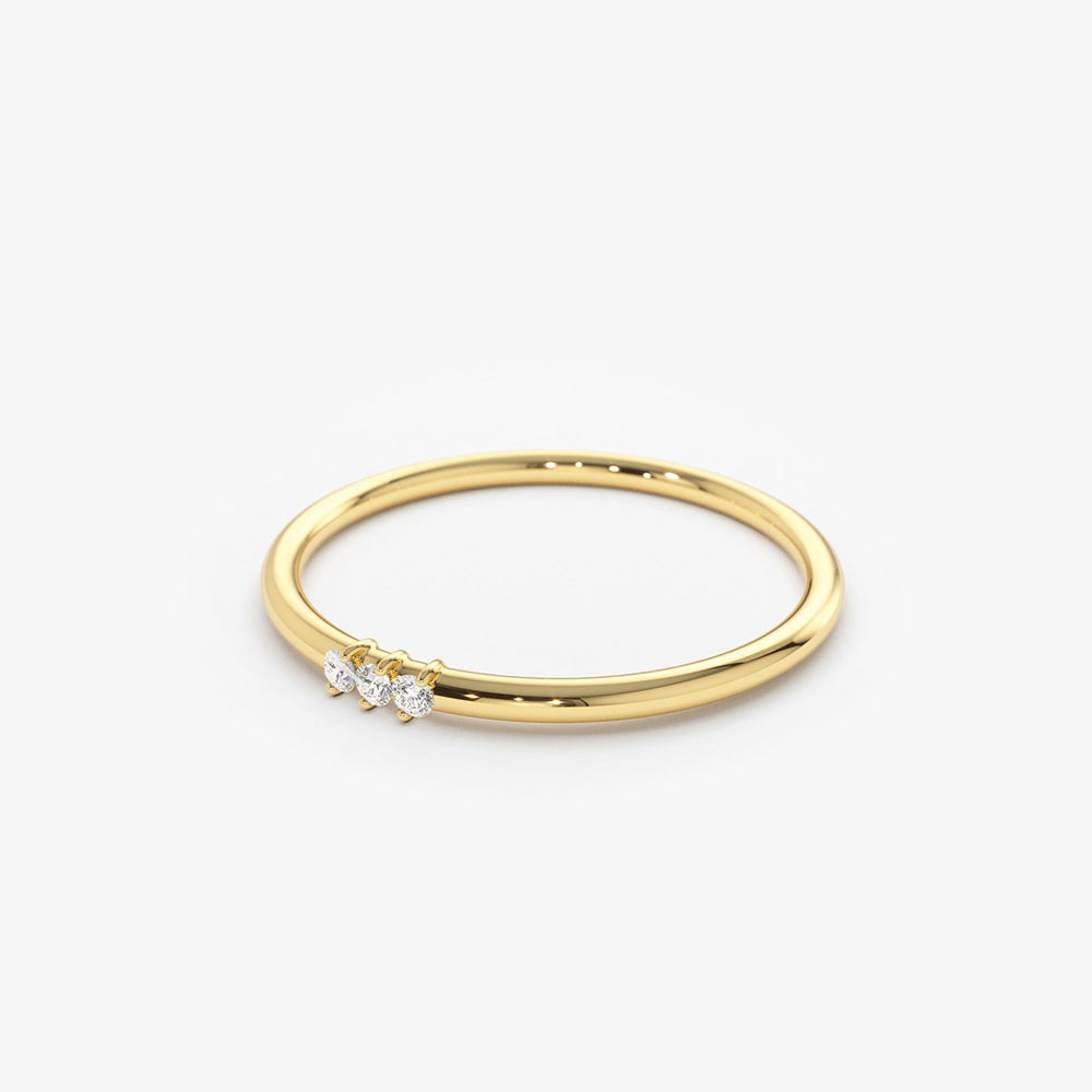 OBFJ1775 - 14K Gold 3 Stone Minimalist Diamond Ring 10