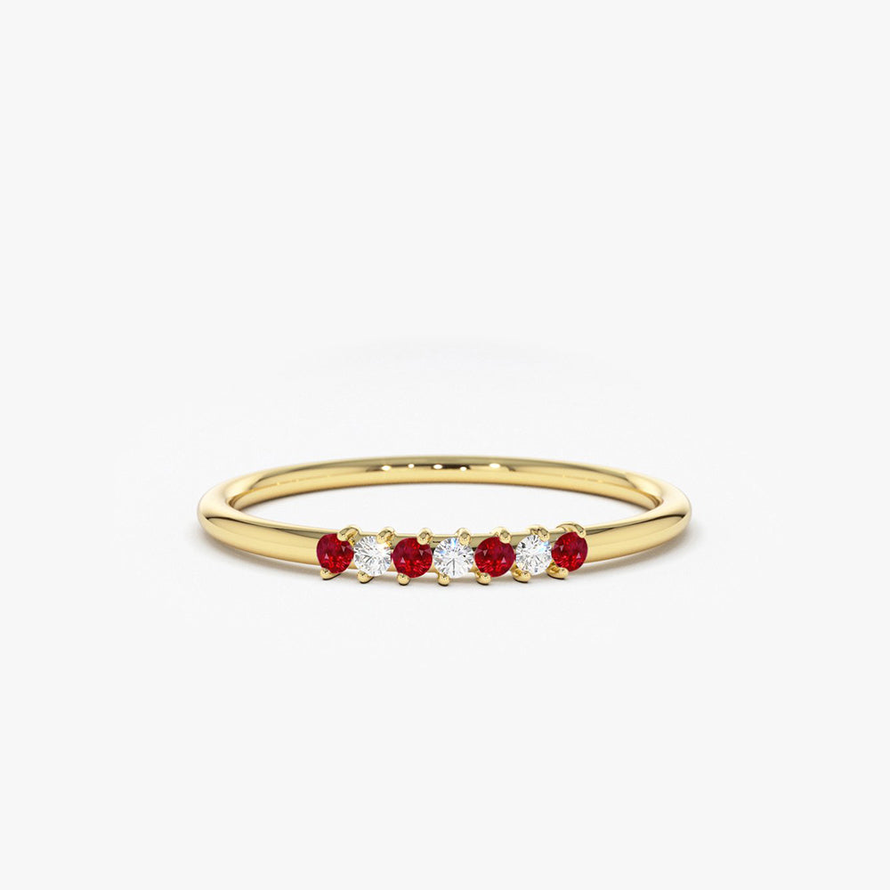 OBFJ1774 - 14k Petite Ruby and Diamond Ring 1