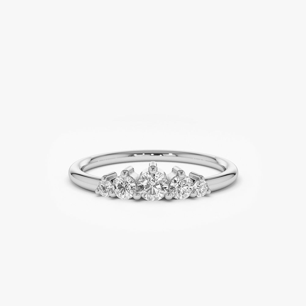 OBFJ1786 - 14K Gold 5 Stone Graduating Diamond Wedding Ring 7