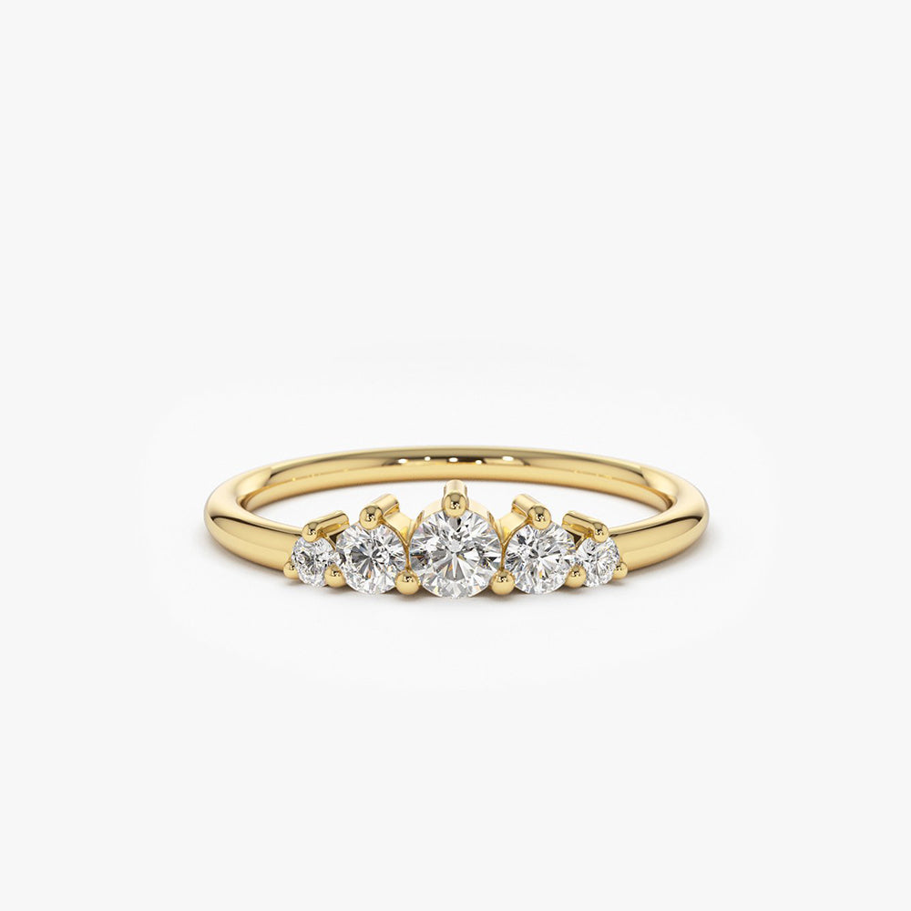 OBFJ1786 - 14K Gold 5 Stone Graduating Diamond Wedding Ring 1