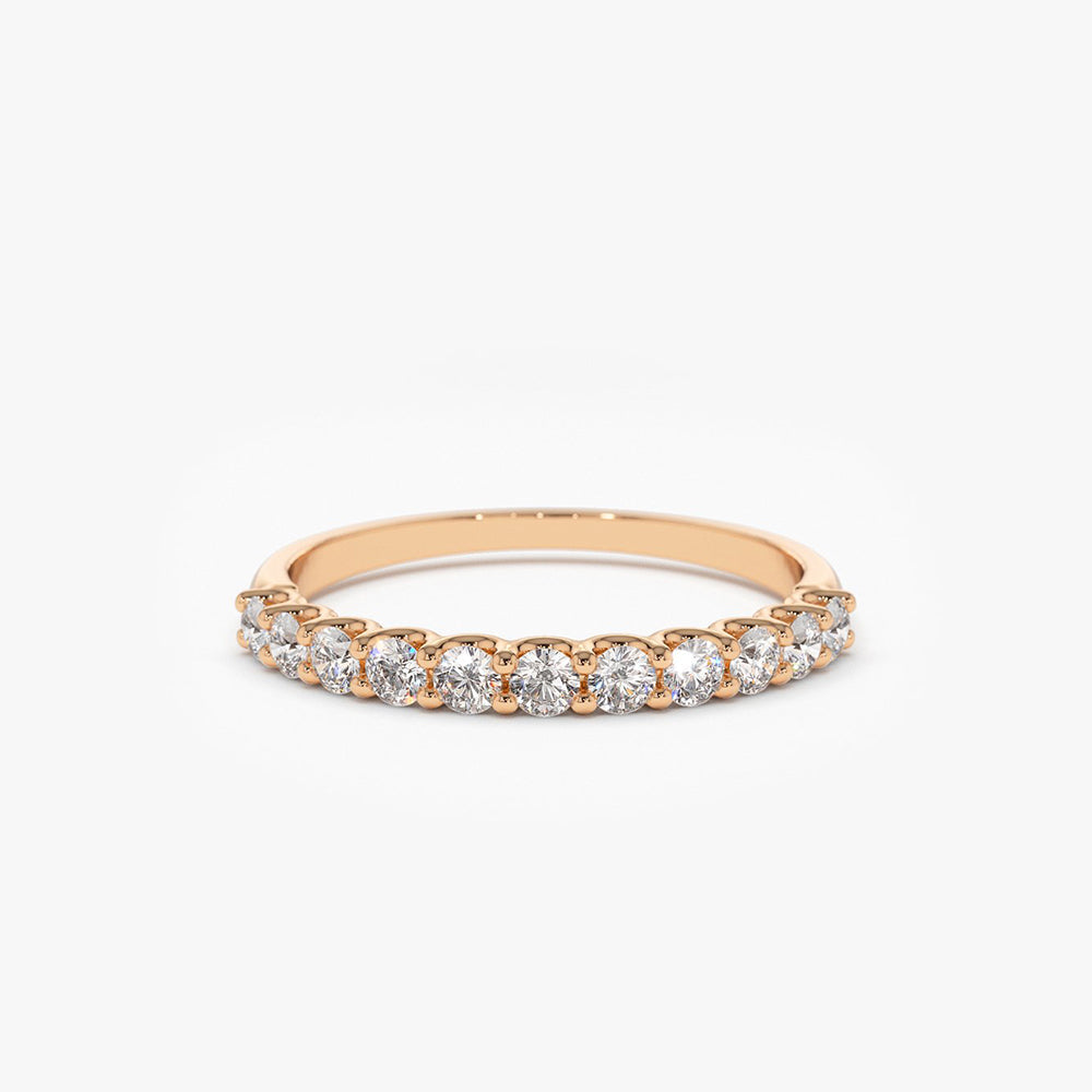 OBFJ1807 - 14k 11 Stone U-Shaped Diamond Wedding Band 4
