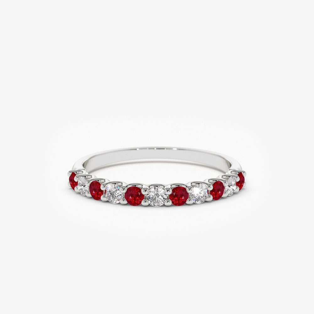 OBFJ1785 - 14k Shared Prong Ruby & Diamond Wedding Ring 5