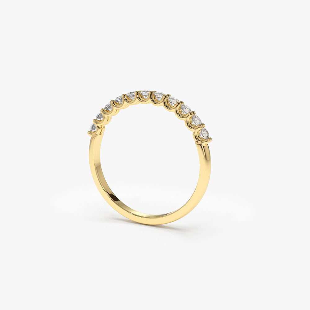 OBFJ1807 - 14k 11 Stone U-Shaped Diamond Wedding Band 7