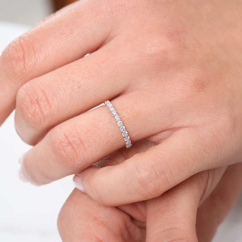 OBFJ1807 - 14k 11 Stone U-Shaped Diamond Wedding Band 3