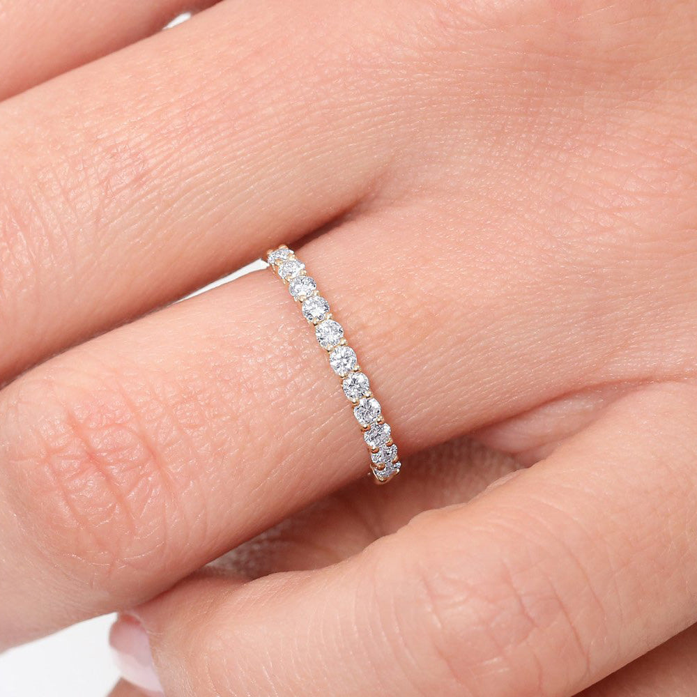 OBFJ1807 - 14k 11 Stone U-Shaped Diamond Wedding Band 2