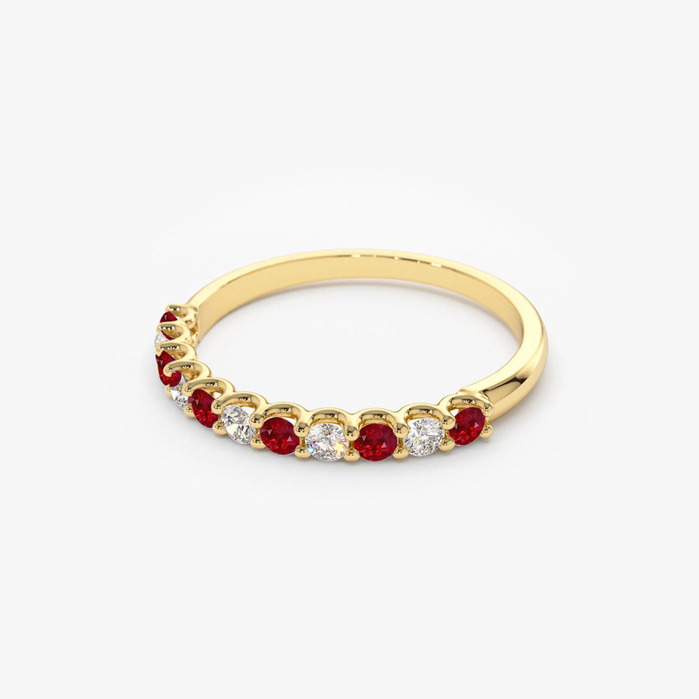 OBFJ1785 - 14k Shared Prong Ruby & Diamond Wedding Ring 7