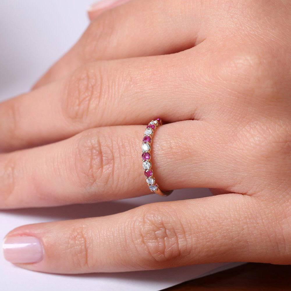 OBFJ1785 - 14k Shared Prong Ruby & Diamond Wedding Ring 4