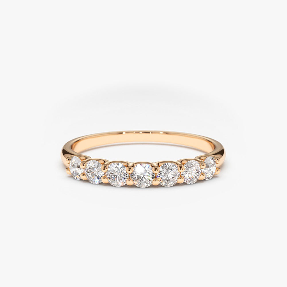 OBFJ1806 - 14k 7 Stone U-Shaped Diamond Wedding Band 4