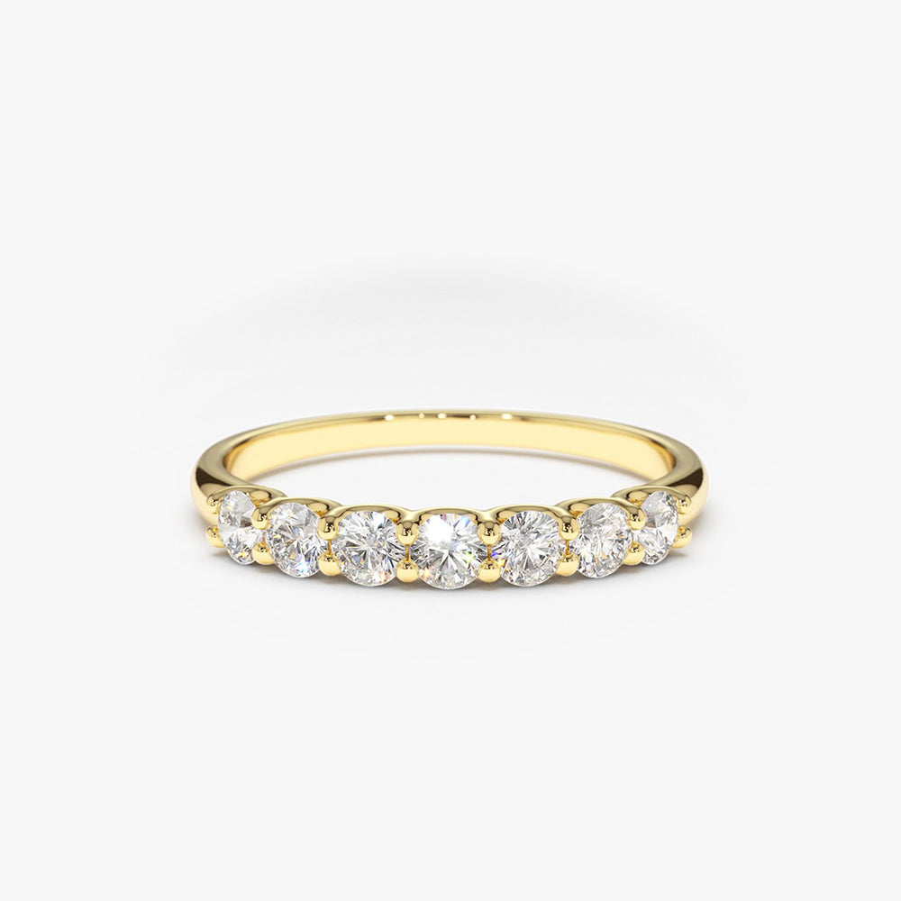 OBFJ1806 - 14k 7 Stone U-Shaped Diamond Wedding Band 1