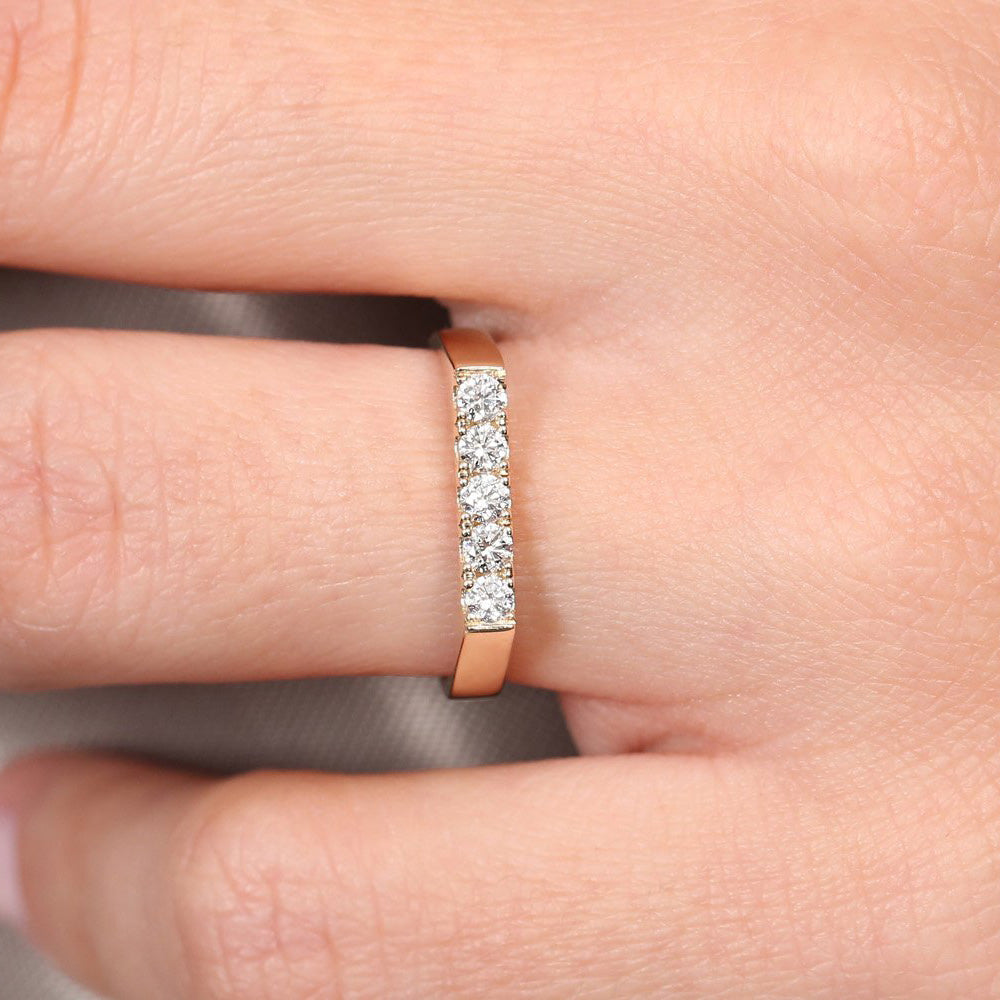 OBFJ1784 - 14K Rectangular Diamond Pinky Ring 4