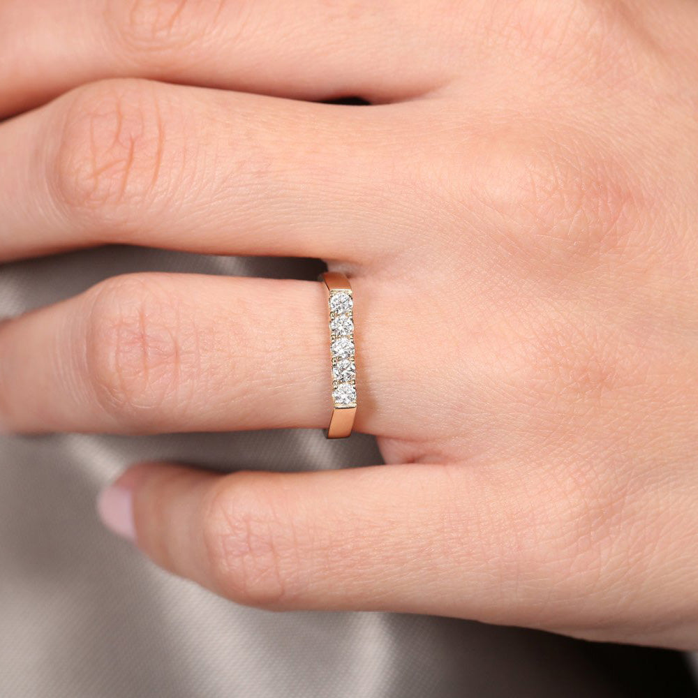 OBFJ1784 - 14K Rectangular Diamond Pinky Ring 2