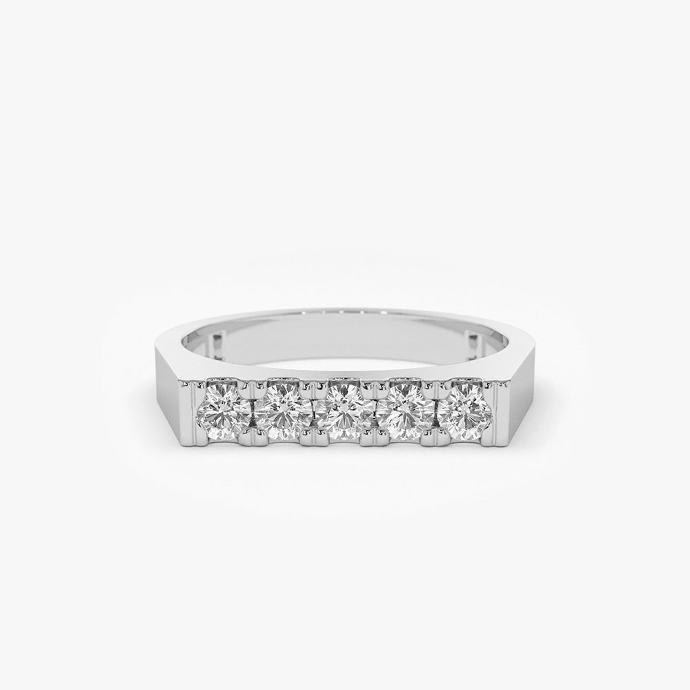 OBFJ1784 - 14K Rectangular Diamond Pinky Ring 6