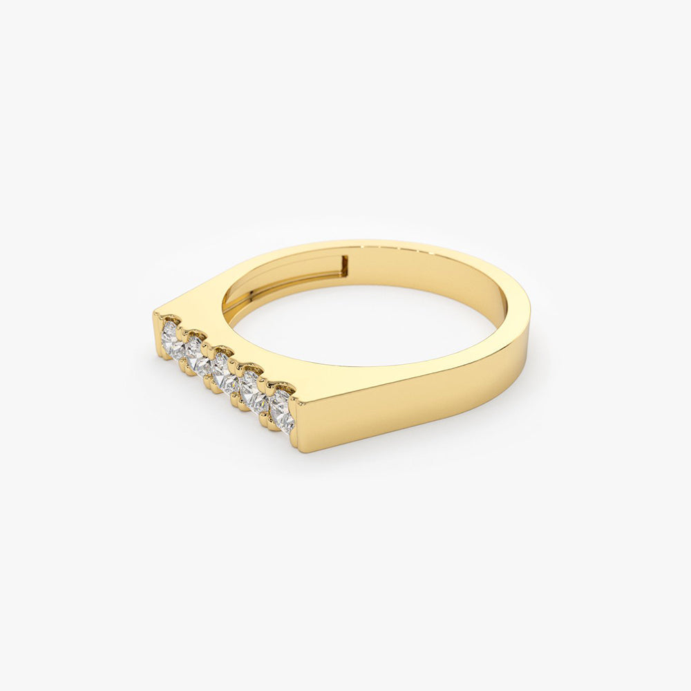 OBFJ1784 - 14K Rectangular Diamond Pinky Ring 7