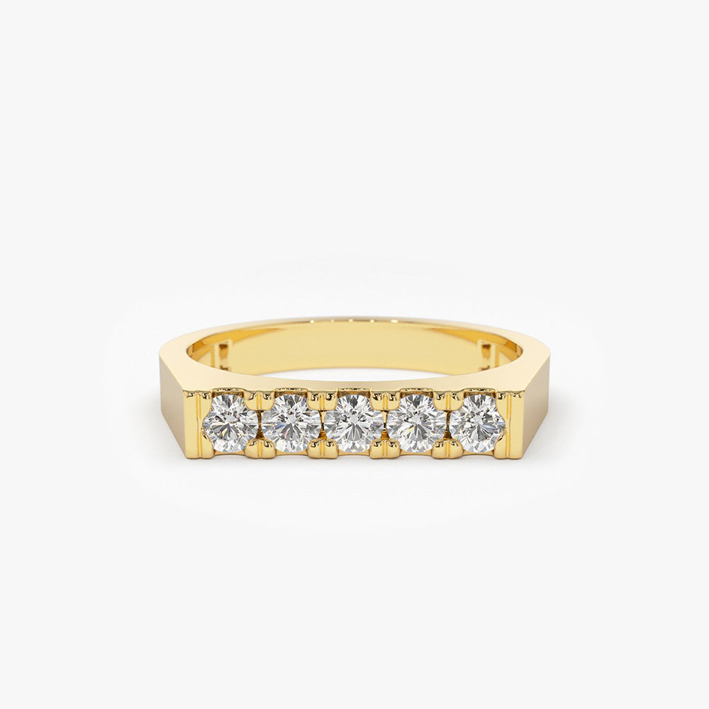 OBFJ1784 - 14K Rectangular Diamond Pinky Ring 1