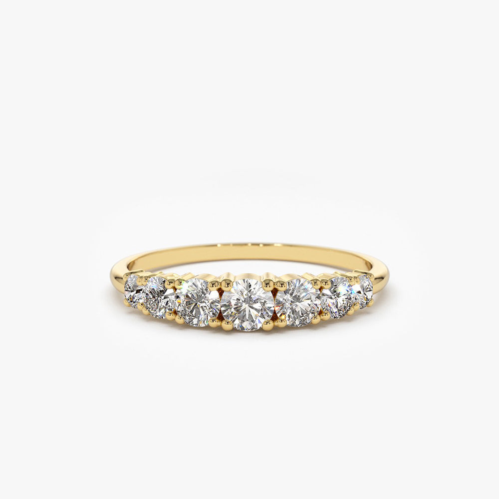 OBFJ1803 - 14K Gold 7 Stone Diamond Graduated Wedding Ring 1