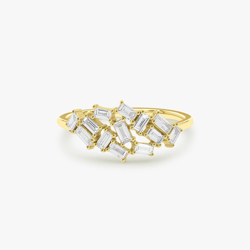 OBFJ1782 - 14k Baguette Diamond Cluster Ring 1