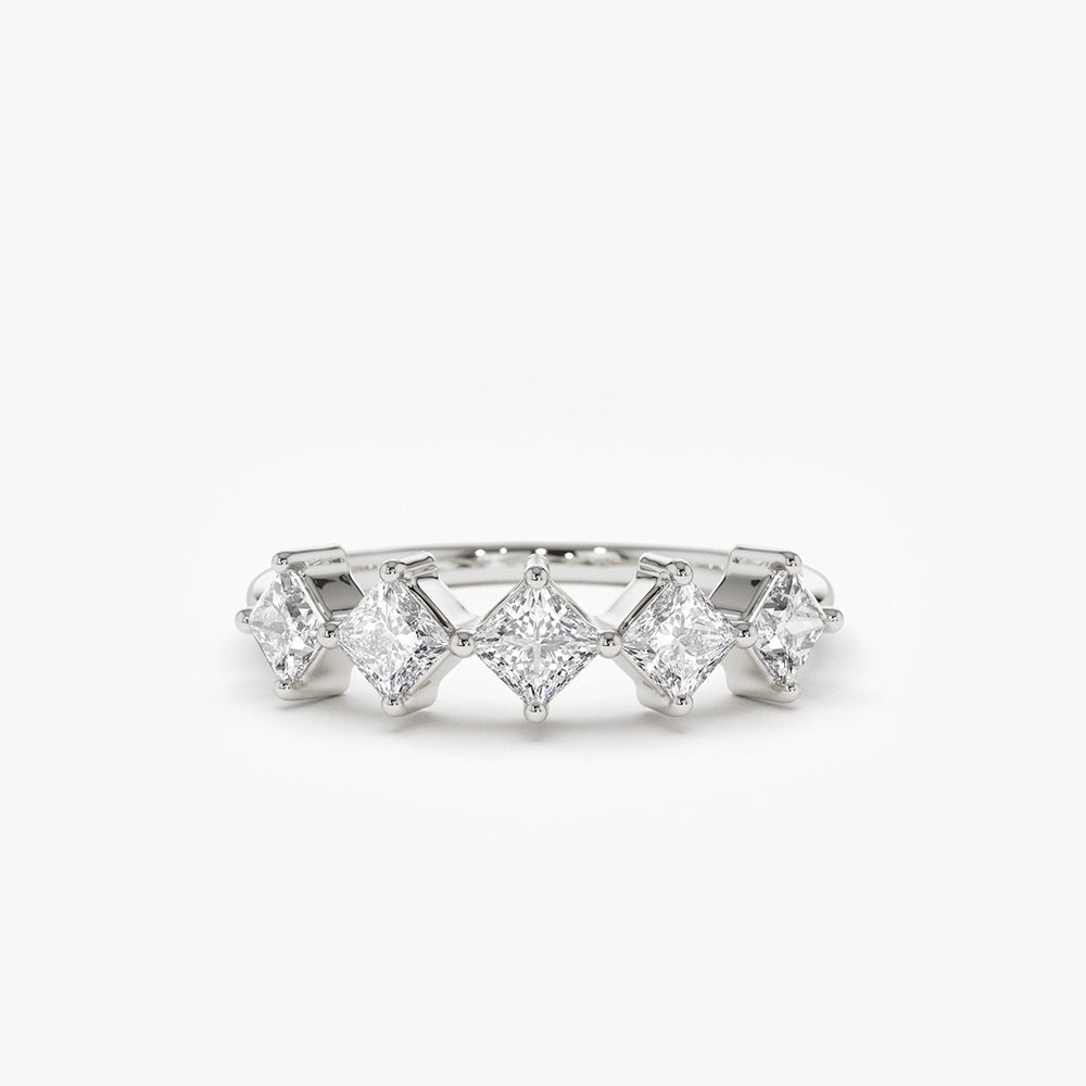 OBFJ1823 - 14k Princess Cut 5 Stone Diamond Wedding Ring 6