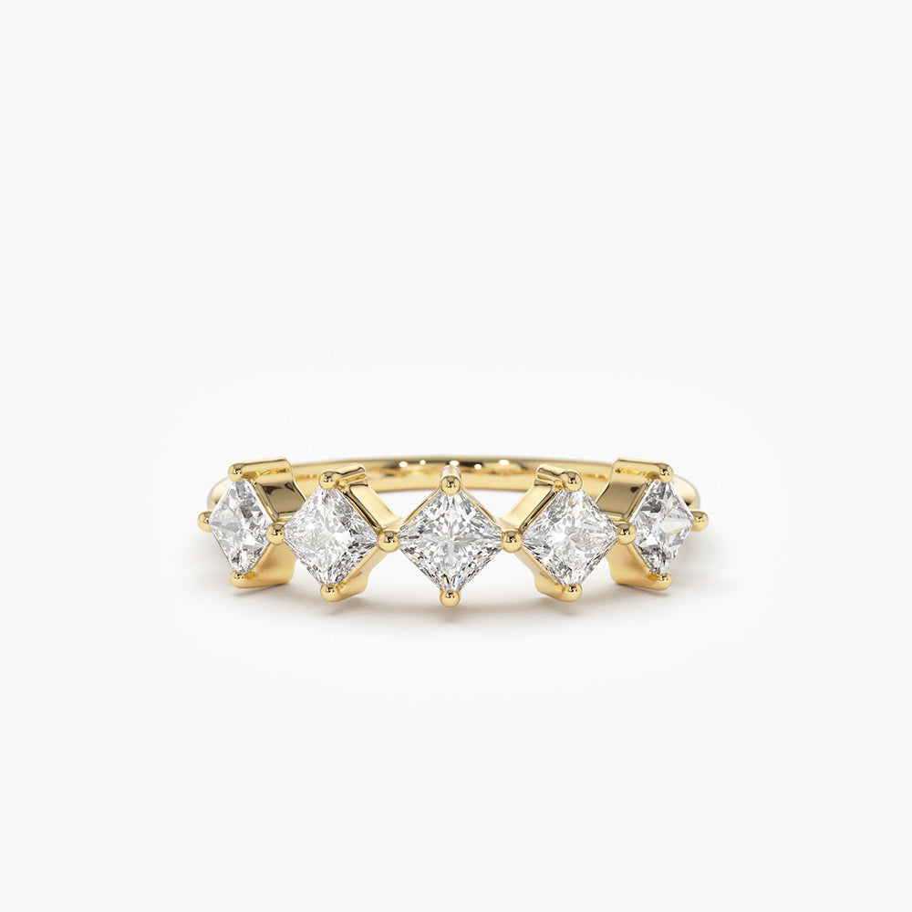 OBFJ1823 - 14k Princess Cut 5 Stone Diamond Wedding Ring 1