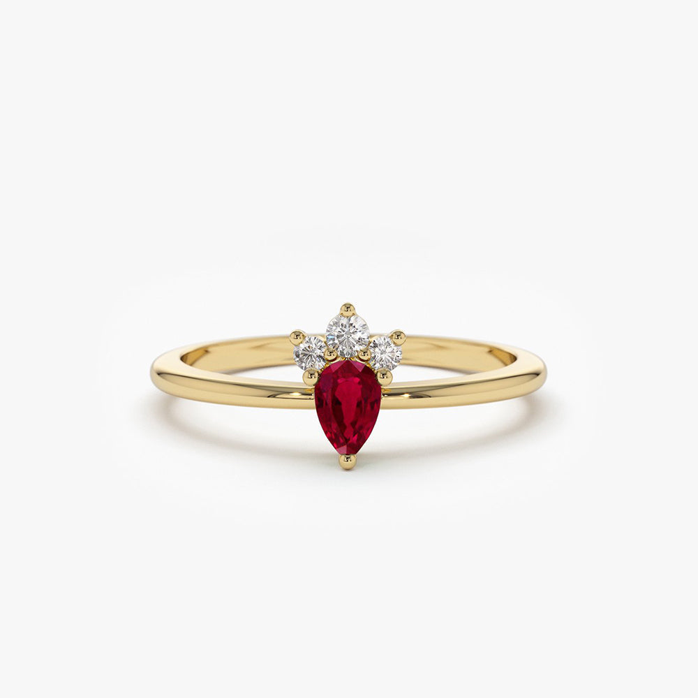 OBFJ1828 - 14k Mini Ruby and Diamond Ring 1