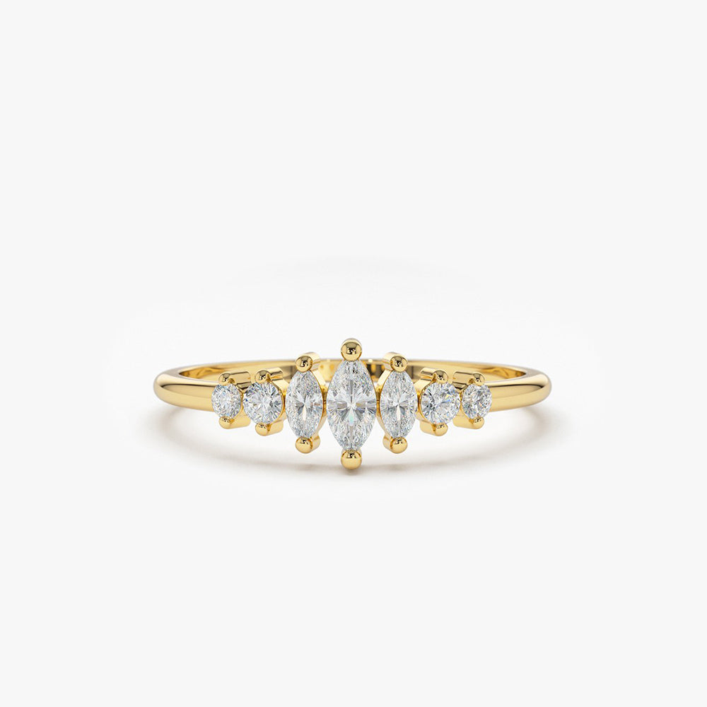 OBFJ1809 - 14k Marquise & Round Diamond Anniversary Band 1