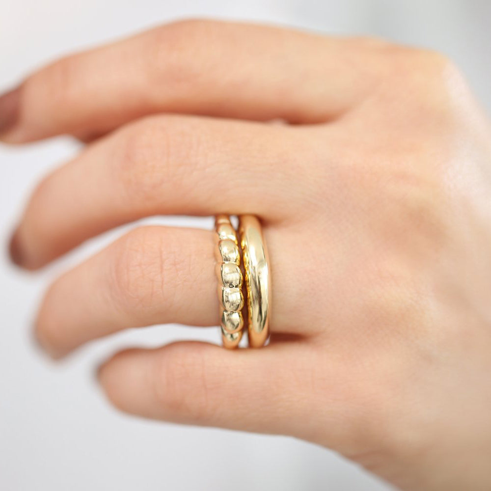OBFJ1935 - 14k Chunky Twisted Dome Ring 4