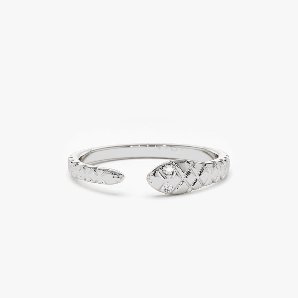 OBFJ1894 - 14k Snake Ring with Diamond Eyes 3