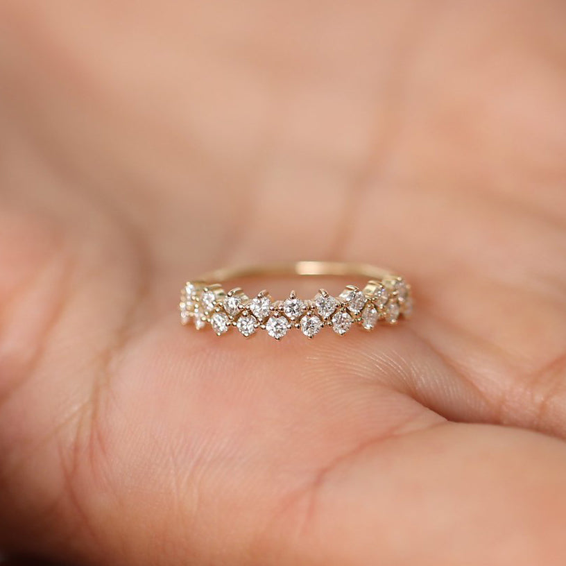OBFJ1919 - 14K Double Row Prong Setting Diamond Wedding Band 3