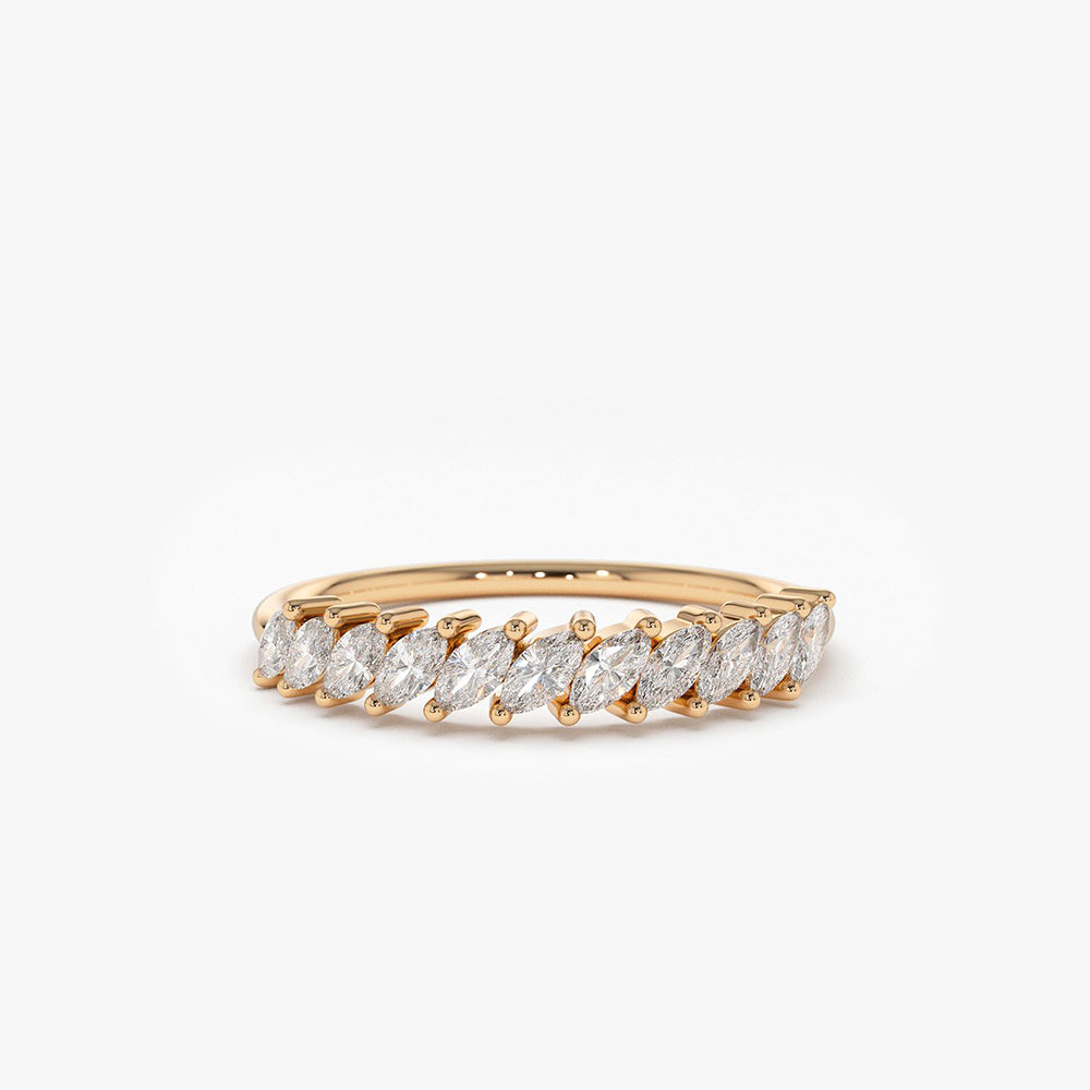 OBFJ1918 - 14K Gold Domino Marquise Wedding Band 4