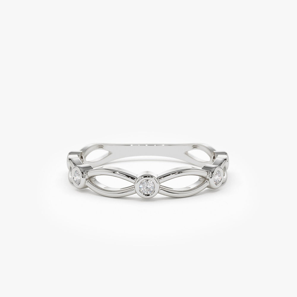 OBFJ1923 - 14K Gold Bezel Setting Unique Diamond Wedding Band 6