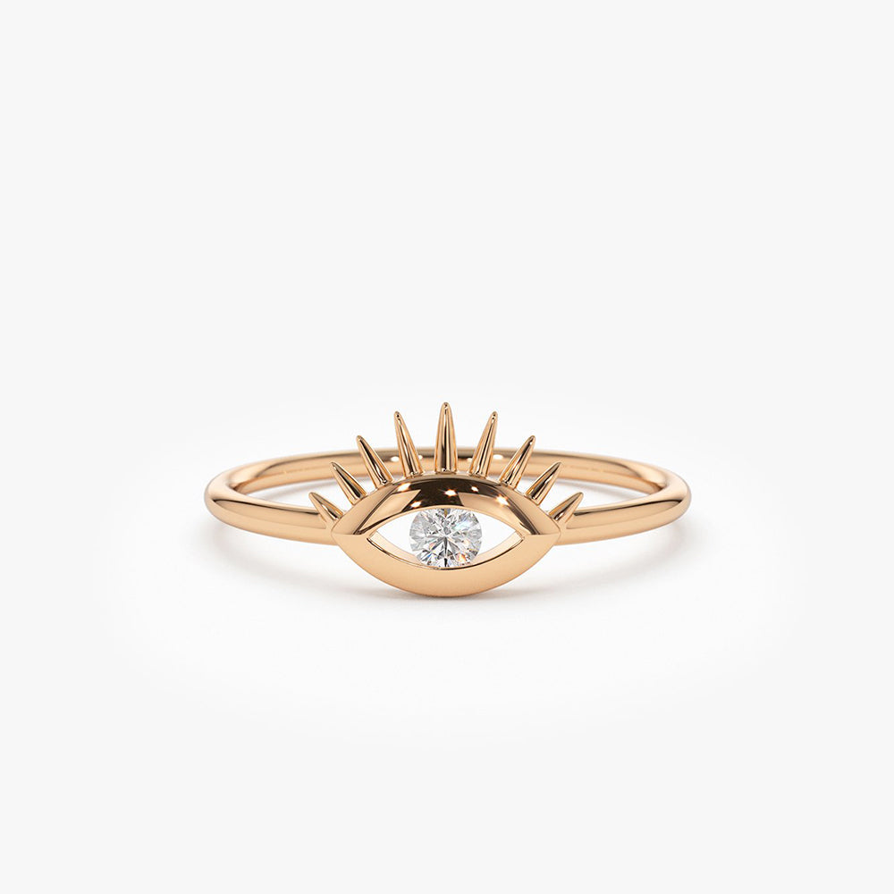 OBFJ1926 - 14k Diamond Evil Eye Ring 4