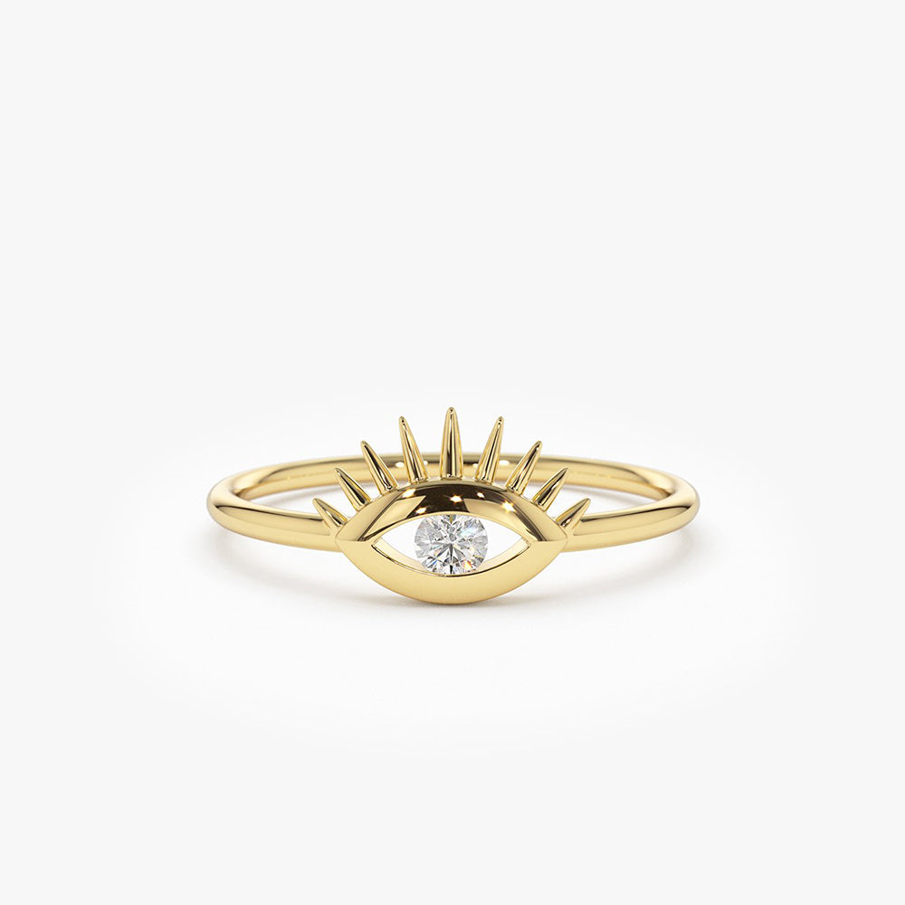 OBFJ1926 - 14k Diamond Evil Eye Ring 1