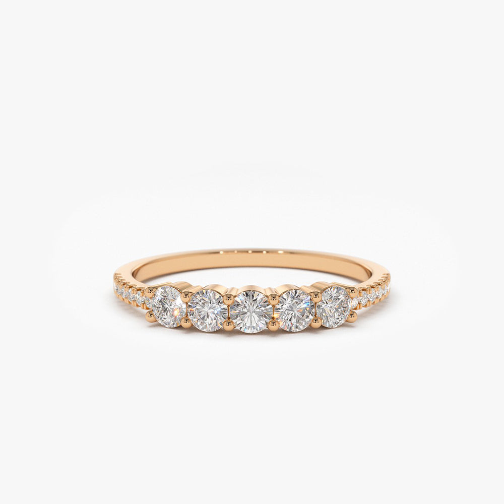OBFJ1904 - 14K Gold 5 Stone Diamond Anniversary Ring 4