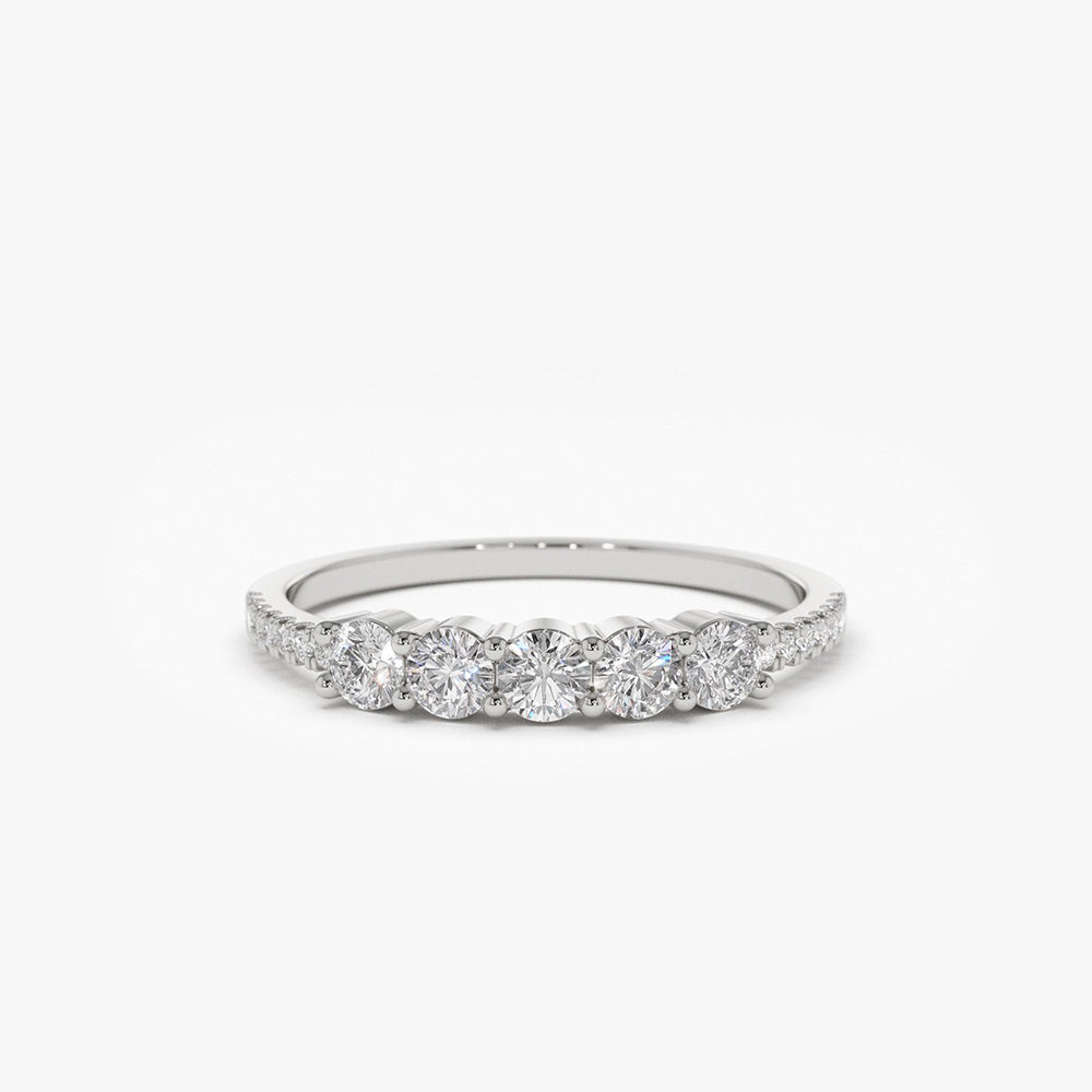 OBFJ1904 - 14K Gold 5 Stone Diamond Anniversary Ring 5