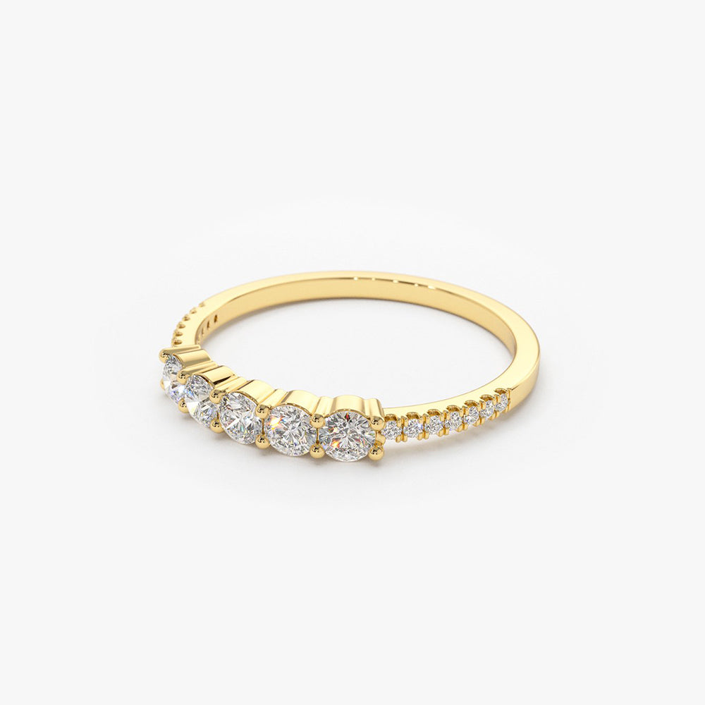 OBFJ1904 - 14K Gold 5 Stone Diamond Anniversary Ring 6