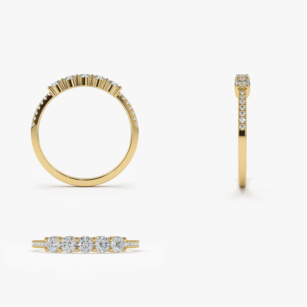 OBFJ1904 - 14K Gold 5 Stone Diamond Anniversary Ring 7