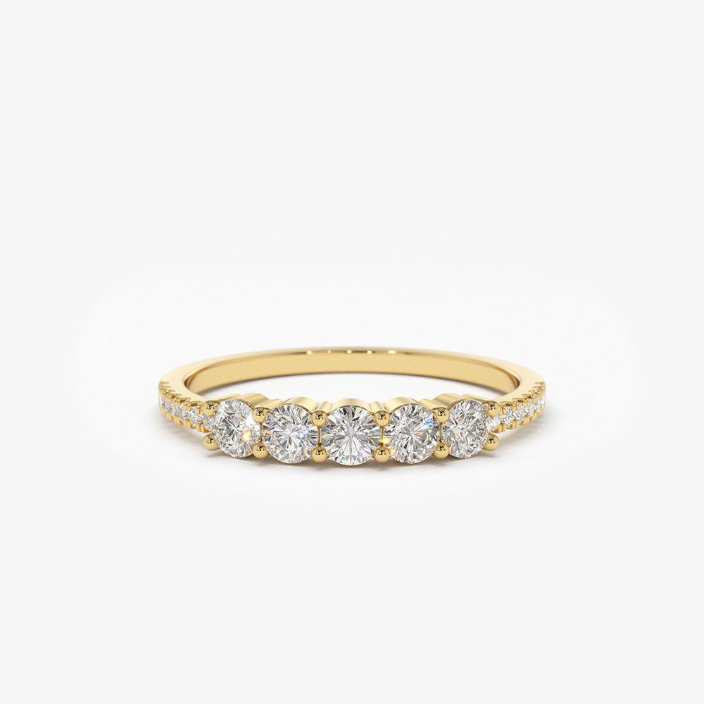 OBFJ1904 - 14K Gold 5 Stone Diamond Anniversary Ring 1