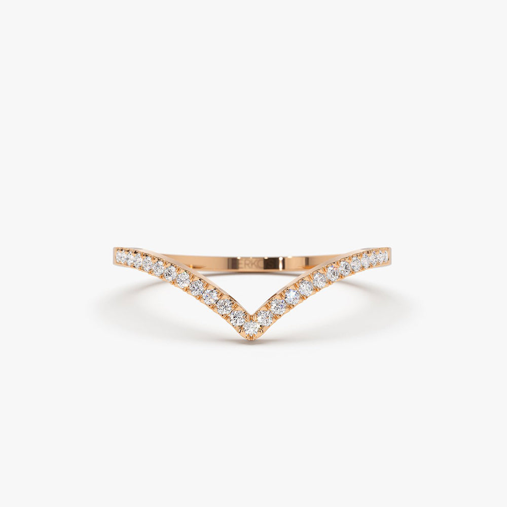 OBFJ2021 - 14K Gold Diamond Chevron Ring 6