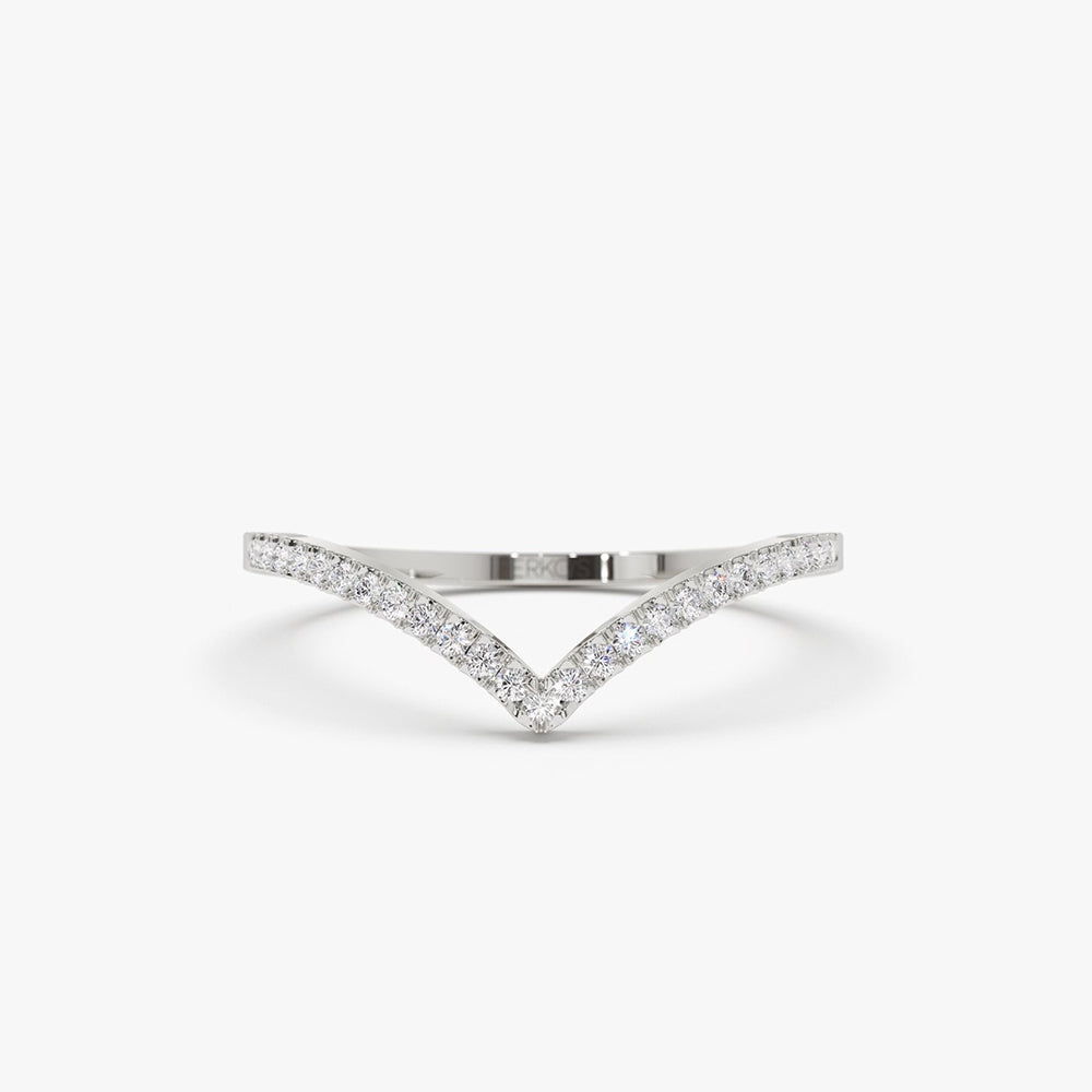 OBFJ2021 - 14K Gold Diamond Chevron Ring 7