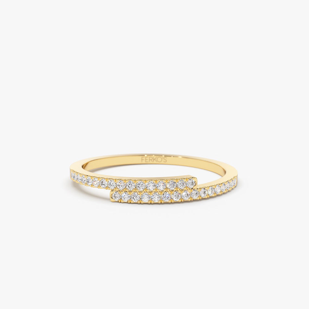 OBFJ2024 - 14k Cross Over Diamond Stackable Ring 1