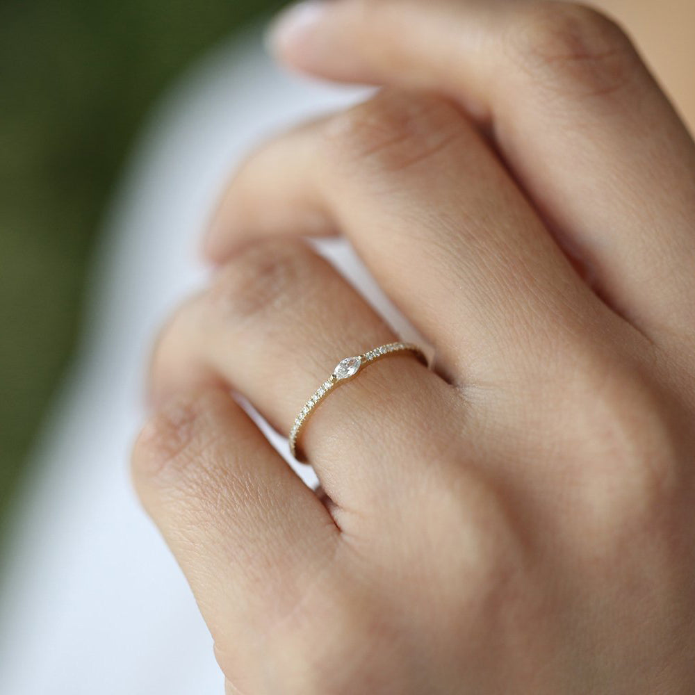 OBFJ2036 - 14k Stackable Marquise Pave Diamond Ring 4