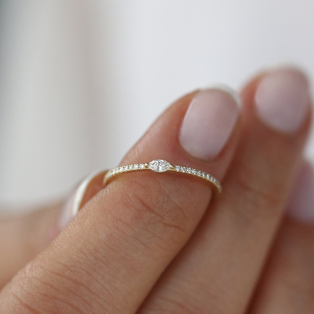 OBFJ2036 - 14k Stackable Marquise Pave Diamond Ring 2