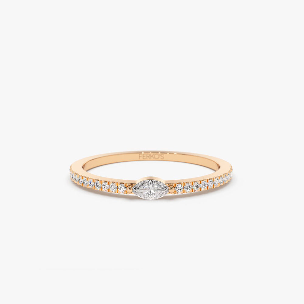OBFJ2036 - 14k Stackable Marquise Pave Diamond Ring 6