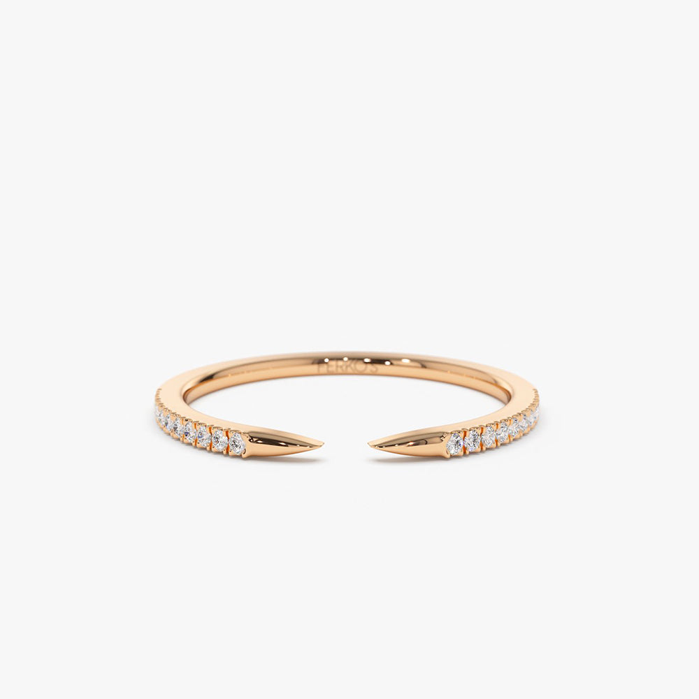 OBFJ2055 - 14k Pave Diamond Open Cuff Claw Diamond Ring 6