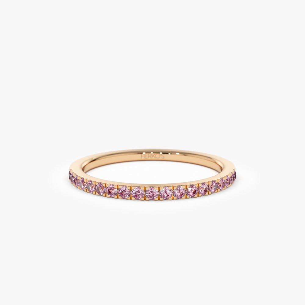 OBFJ2072 - 14k Half Eternity Pink Sapphire Ring 5