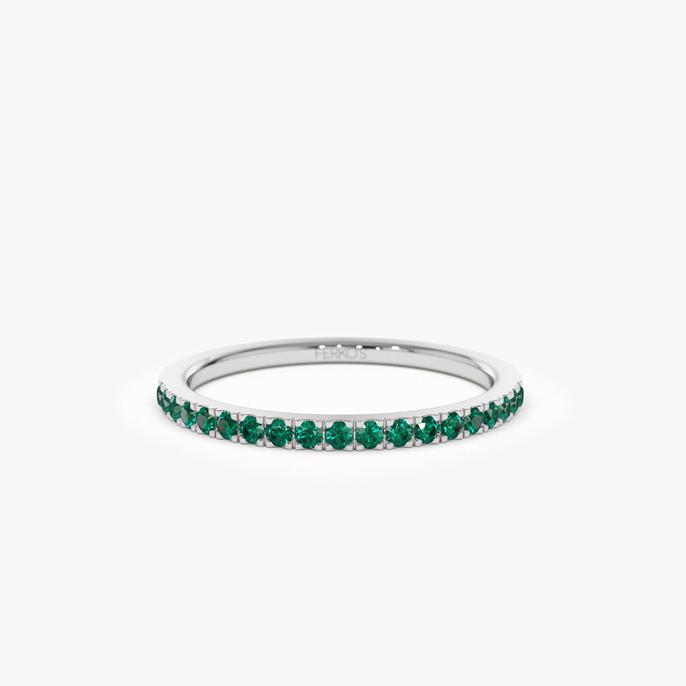 OBFJ2073 - 14k Half Eternity Emerald Ring 5