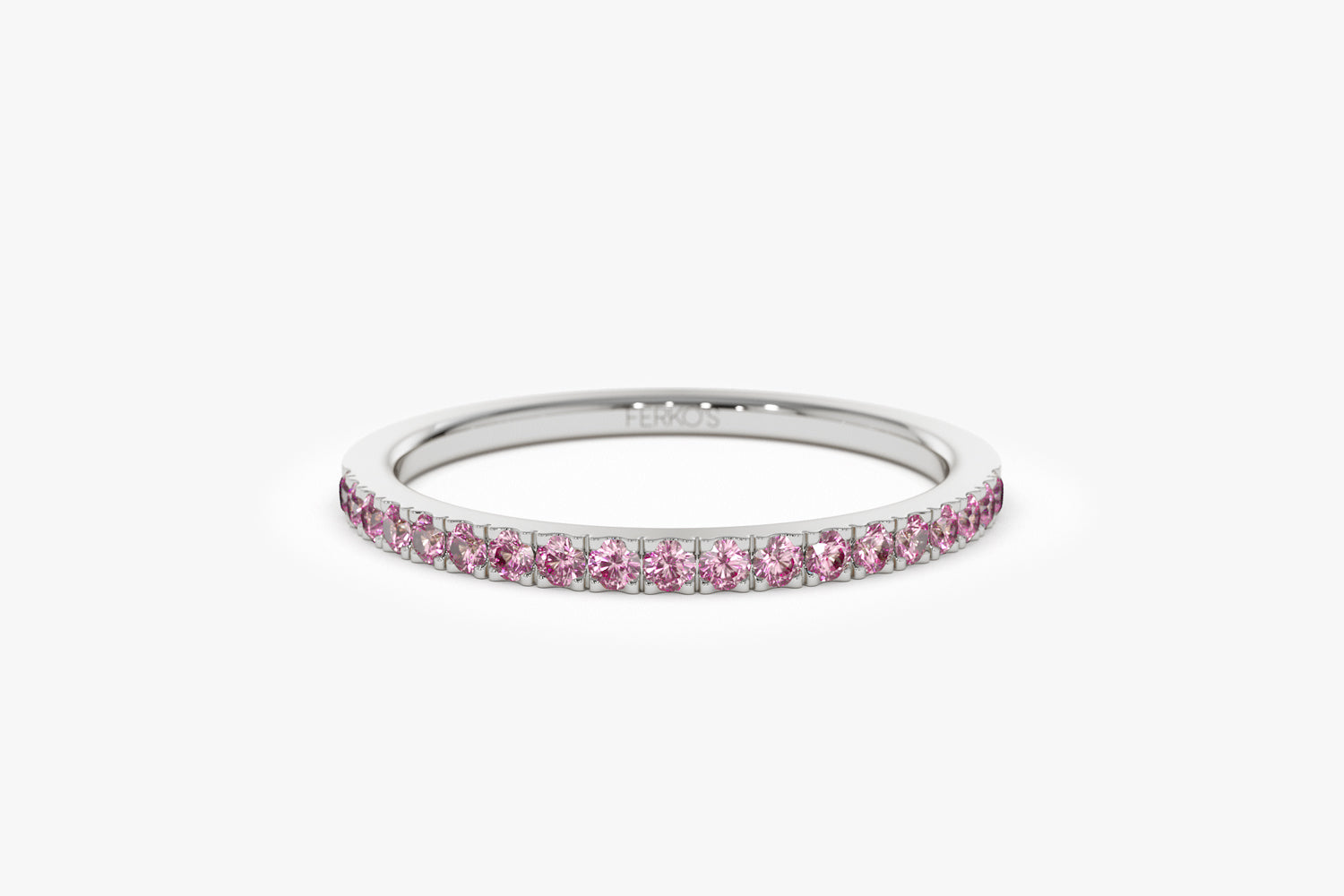 OBFJ2072 - 14k Half Eternity Pink Sapphire Ring 11