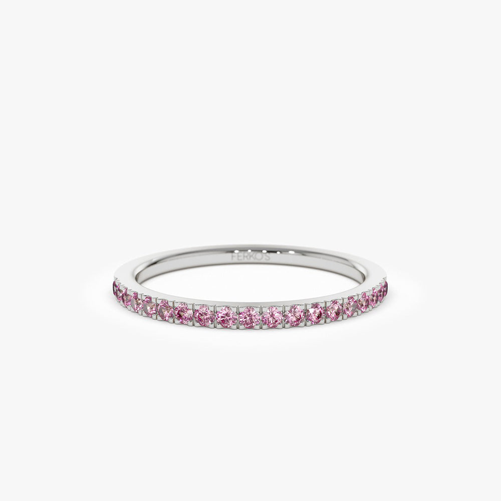 OBFJ2072 - 14k Half Eternity Pink Sapphire Ring 6