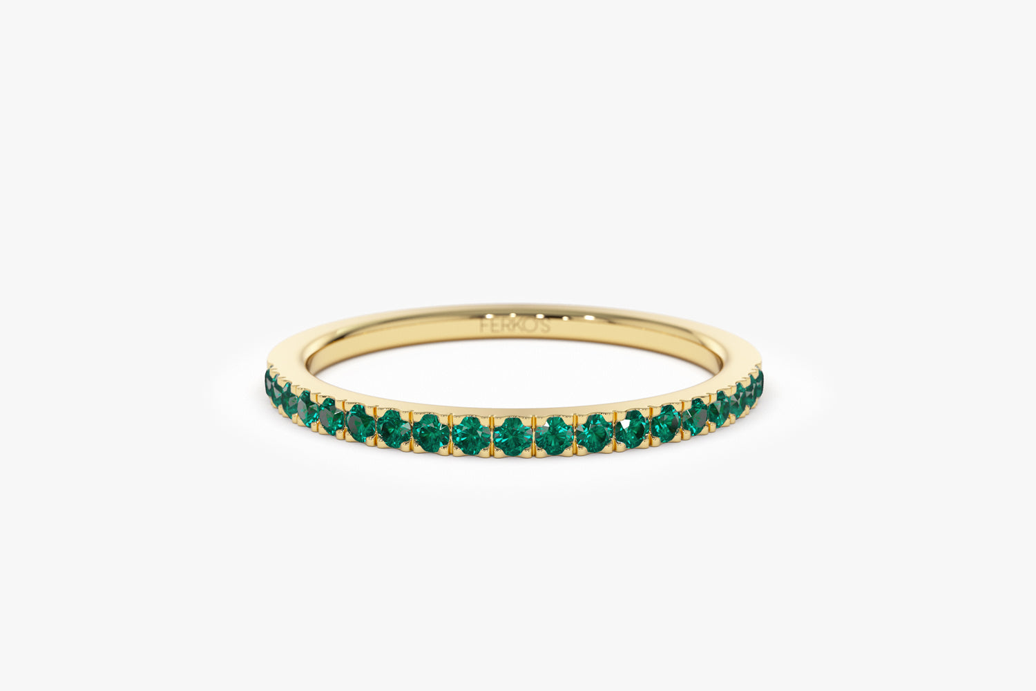 OBFJ2073 - 14k Half Eternity Emerald Ring 8