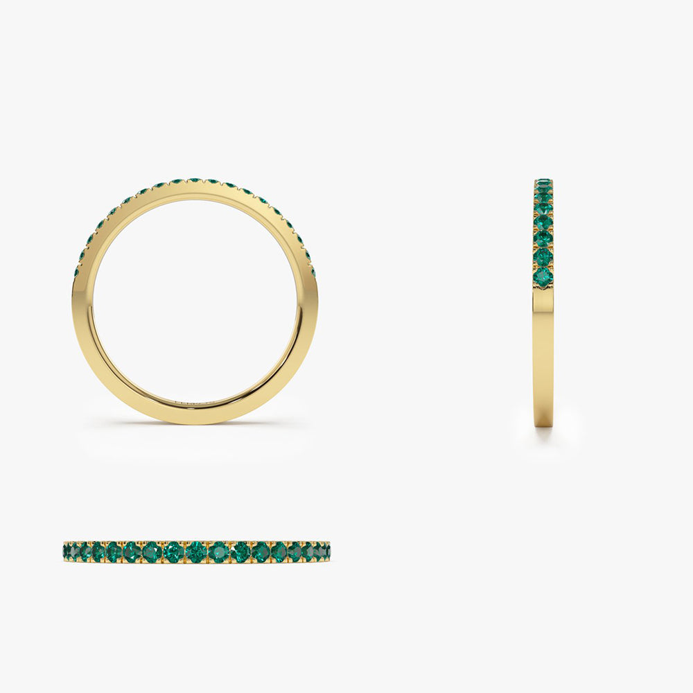 OBFJ2073 - 14k Half Eternity Emerald Ring 7