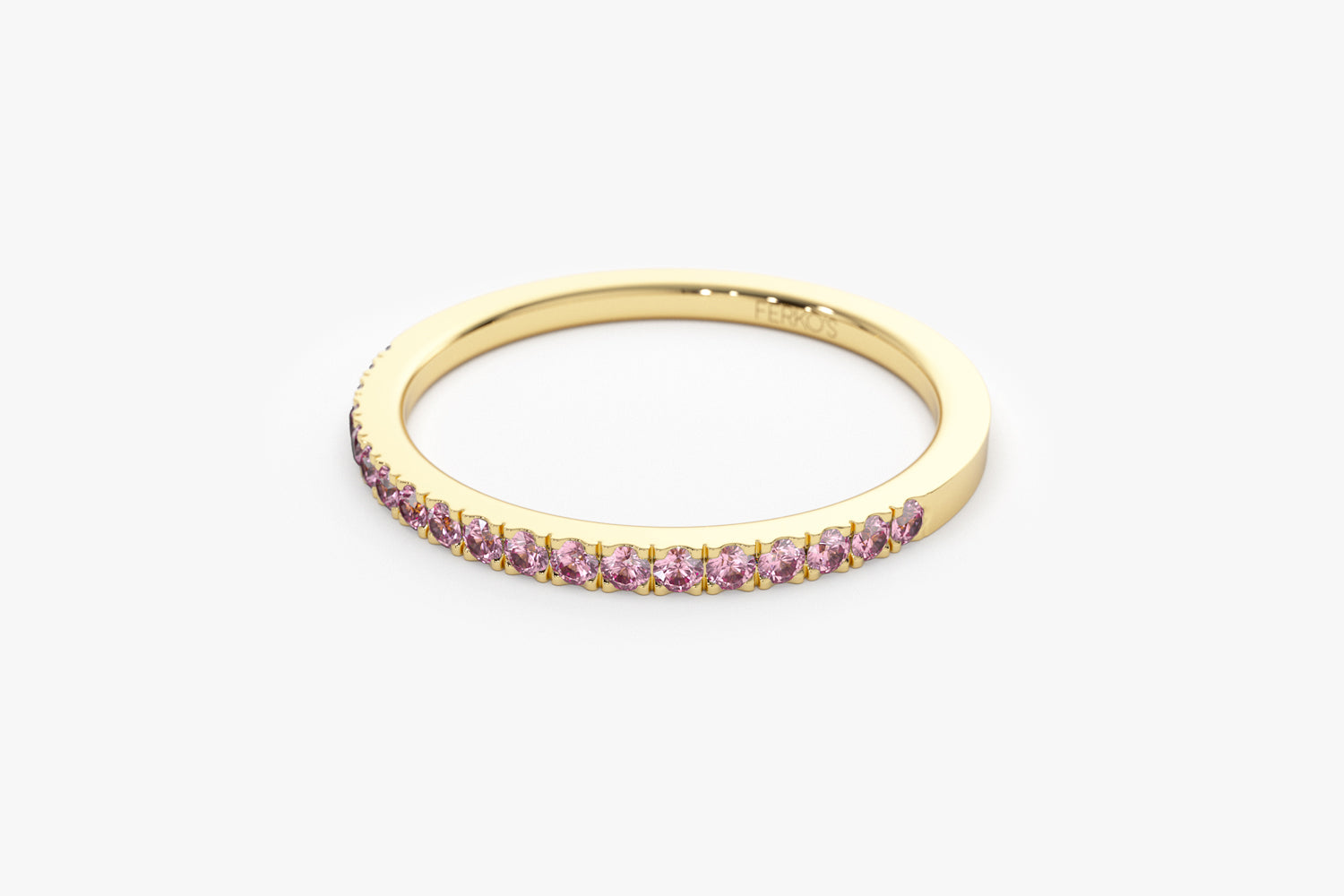 OBFJ2072 - 14k Half Eternity Pink Sapphire Ring 12